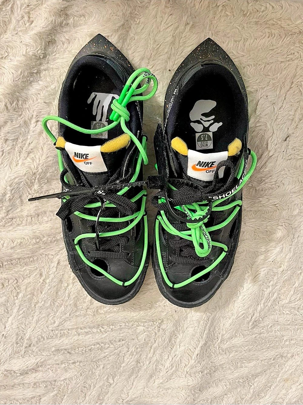 Nike off white blazers Black & Green US 7.5